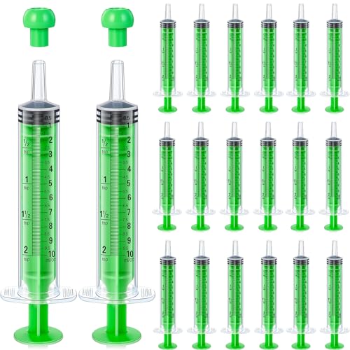 TrelaCo 20 Pack 10ml Oral Syringes with Cap for Liquid Plastic Syringe Without Needle Measuring Dispensing Tools Individually Sealed for Pets Feeding Lab Sample Injection(Green) - size: Green