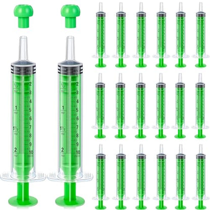 TrelaCo 20 Pack 10ml Oral Syringes with Cap for Liquid Plastic Syringe Without Needle Measuring Dispensing Tools Individually Sealed for Pets Feeding Lab Sample Injection(Green) - size: Green