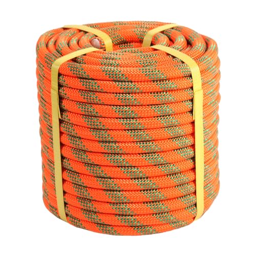 1/2 inch x 100ft Arborist Tree Climbing Rope – 48 Strand Polyester Static Bull Rope, 9000lb Breaking Strength – Heavy Duty Utility Line for Swing Pulling, Outdoor, Marine Use – ASTM F2116 Certified - size: 1/2IN x 100FT, style: Orange