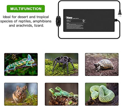 iPower 8X18 Inch 24 Watts Reptile Heating Mat with Adjustable Temperature Controller Under Tank Warmer Terrarium Heat Pad for Reptiles and Amphibians, for 50-60 Gallon Tank, 2 Pack - size: 8 X 18 Inch, style: 2 Pack with Adjustable Knob