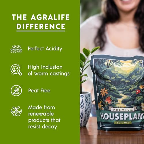 Agralife Houseplant Soil 4 Quarts Premium Organic Mix for Indoor Plants | Balanced moisture. Healthy growth. Premium organic soil supports monstera, pothos, snake plants, and more. - style: House Plant Soil Mix