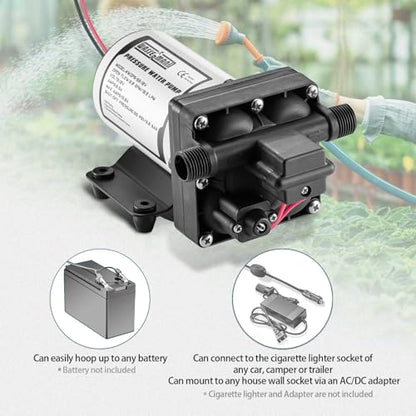 RV Water Pump 12 Volt DC 5.0GPM 55PSI Replacement For 4008-101-A65 Water Pump Self Priming Diaphragm Pump with Pressure Switch for RV Kitchen Bathroom Marine Yacht Garden Camper Water Pumps - color: Plastic