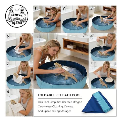 Foldable Pet Bath Pool, Collapsible Dog Bath Tub for Large & Small Dogs, Cats, Bearded Dragon, Portable Outdoor Swimming Pool for Camping, Washing Vegetables (Small Animal - Blue)