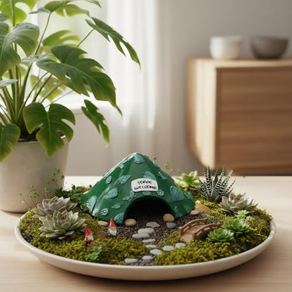 TOPZEA Frog and Toad House for Outside Garden, Pond & Aquarium, Resin Frog Hideout Habitat Reptile Hide Cave Shelter for Toad, Tree Frogs, Turtle, Gecko, Fish, Amphibian Tank Accessories, Green