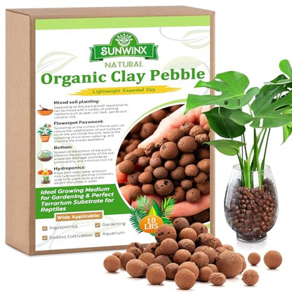 10LB Organic Leca Clay Pebbles for Plants, 4-16mm Natural Leca Ball | Reusable, Drainage, Aeration, Moisture Retention, Hydroponic, Lightweight for Orchids, Succulents, Terrarium, Indoor Plants - size: 10LB