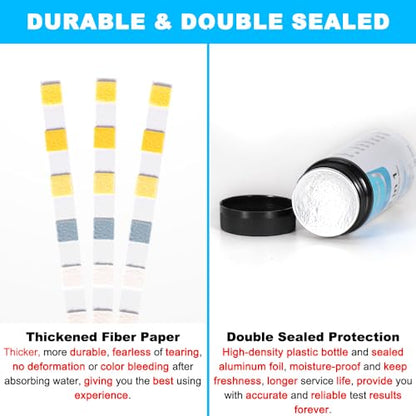 DaToo 8 in 1 Aquarium Test Kit Fish Tank Test Strips Accurate Water Quality Testing Strips for Ammonia PH Total Alkalinity Carbonate Hardness Free Chlorine Nitrate Nitrite Temperature (50 Strips) - size: 50 Strips