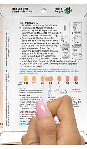 Industrial Test Systems 481012 Sensafe Manganese Water Test Strip Kit 12 Tests