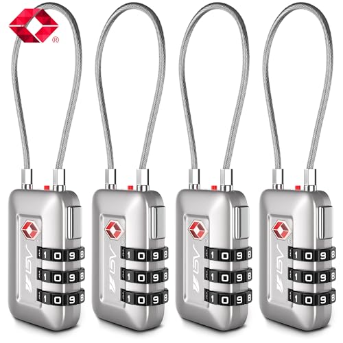 TSA Accepted Luggage Travel Lock, Set-Your-Own Combination Lock for School Gym Locker, Luggage Suitcase Baggage Locks, Filing Cabinets, Toolbox, Case (Silver, 4 Pack) - color: Silver 4-Pack