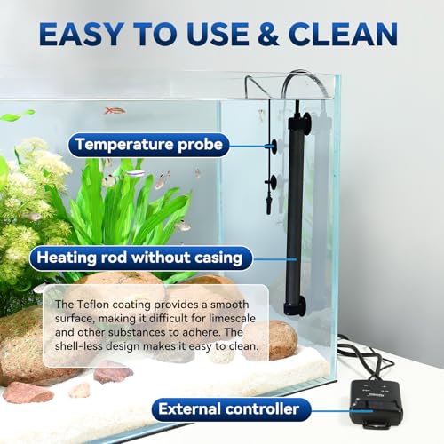hygger Aquarium Heater,Submersible Fish Tank Heater with External Digital Display, Including Overheat & Leakage Protection and Temperature Sensor for Freshwater and Saltwater (50W for 10gal~15gal) - size: 50W for 10gal~15gal