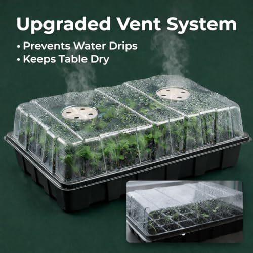 Gardzen 10-Set Garden Propagator Set, Seed Tray Kits with 400-Cell, Seed Starter Tray with Dome and Base 15" x 9" (40-Cell Per Tray) | 400 Cell Garden Propagator Kit with Seed Trays, Humidity Dome and Base for Starting Seeds - size: 40-Cell 10-Pack