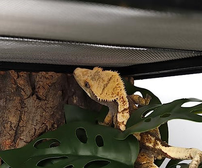 Fake Monstera Adansonii, Reptile Terrarium Suction Plants | For Gecko Snake Lizard Rainforest Habitat - color: Fake Swiss Cheese Plants Monstera Adansonii
