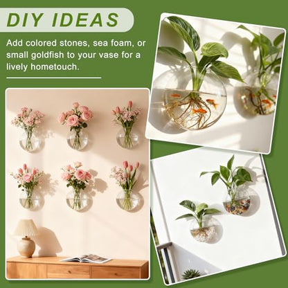 Wall Propagation Planters, 4 Pack Oblate Hanging Plant Holder Vase | Glass Terrariums Station, Hydroponic Indoor Flowers, Excludes Plants, Bathroom Living Room Office Decor, Gift for Plant Lover - size: 5.1"L x 2.4"W x 5"H