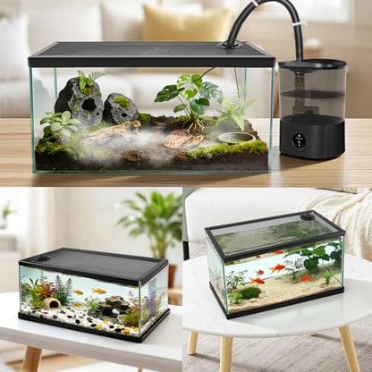 REPTI ZOO Terrarium Screen Cover with Cable Control for Reptile & Aquarium Tank, 24x12 inch Durable Steel Frame & Mesh Top for Reptile & Turtle & Fish Tank - size: 24x12 inch