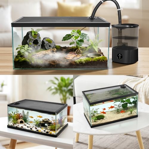 REPTI ZOO Terrarium Screen Cover with Cable Control for Reptile & Aquarium Tank, 24x12 inch Durable Steel Frame & Mesh Top for Reptile & Turtle & Fish Tank - size: 24x12 inch
