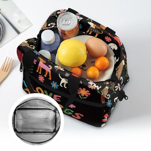 Lightweight Kids Lunch Bag : Dachshund Easy-Clean Stain-Resistant Fabric - Main Pocket Fits Full Lunch - Keeps Cool - Great for Pet Lovers, Kindergarten & Dog Theme Party - color: Dachshund