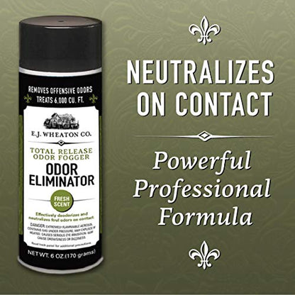 E.J. Wheaton Odor Eliminator, Total Release Odor Fogger, 3 Pack, Effectively Deodorizes and Neutralizes Foul Odors on Contact, Fresh Scent (6 OZ)