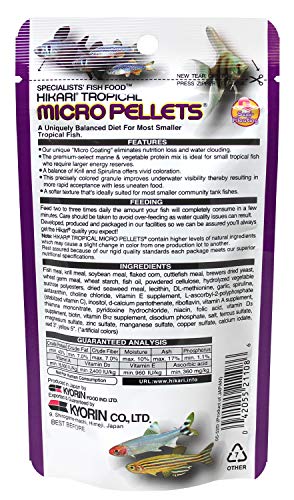 Hikari Tropical Semi-Floating Micro Pellets Fish Food, 0.77 Oz (22g) - size: 0.77 Ounce (Pack of 1)