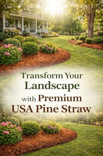 Long Needle Pine Straw Mulch - 160 Sqft Coverage 4 Set - Premium USA Harvested PineStraw for Landscaping, Weed Control, Moisture Retention & Erosion Control - USA Pinestraw - size: Pine Needle Mulch - Covers 160 Sqft 4 set