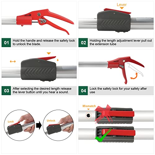 Snake Catcher Tongs Grabber Rattle Heavy Duty | with 43 inch to 59 inch Telescopic Pole