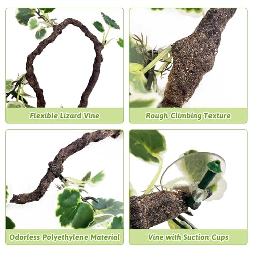 PINVNBY Flexible Bend-A-Branch Climbing Reptile Jungle Vines Snake Climbing Branch for Terrarium Plants Crested Gecko Tank Accessories for Leopard Gecko Lizard Chameleon Frog (Green)