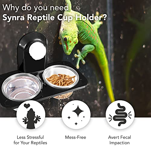 Crested Gecko Dual Feeding Ledge, Space Saving, Maximizes Floor Area, Feed Betta Fish Bloodworm, Window Bird Feeder, 20 Reusable Transparent Food and Water Cups
