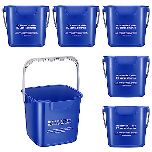 Roshtia 6 Pcs 3 Quart Sanitizing Cleaning Bucket Square, Dark Blue | Sanitation Bucket Samll Sanitizer Pails for Restaurant Commercial Kitchen Cleaning, Detergent Storage for Office School - color: Dark Blue