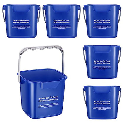 Roshtia 6 Pcs 3 Quart Sanitizing Cleaning Bucket Square, Dark Blue | Sanitation Bucket Samll Sanitizer Pails for Restaurant Commercial Kitchen Cleaning, Detergent Storage for Office School - color: Dark Blue