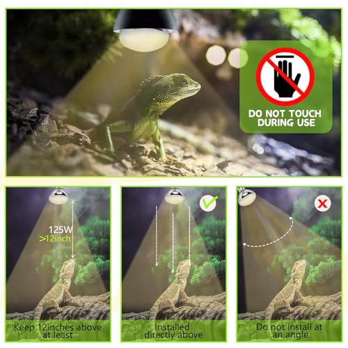 125W UVA UVB Vapor Reptile Heat Lamp, High Intensity Self-Ballasted UVB Basking Lamp Bulb,Full Spectrum Sun Light for Reptiles and Amphibians - size: UV 125W