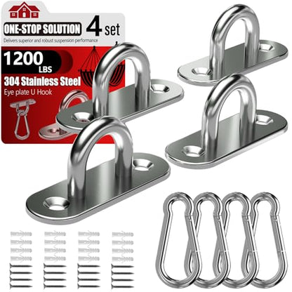 304 Stainless Steel Pad Eye Snap Hook,M8 Ceiling Hook 1200Lb,8Pcs | Hanging Kit with Screws for Hammock Chair Swing, Yoga Gym Equipment, Sun Shade Sail, Plant Hangers & Marine Boat Hardware - size: 3.15 inch, style: Oval