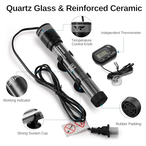 SainSmart XpertMatic Aquarium Heater Submersible, Fish Tank Heater 100W | Adjustable Thermostat with Suction Cup, for Marine Saltwater and Freshwater, Up to 20 Gallon Fish Tanks