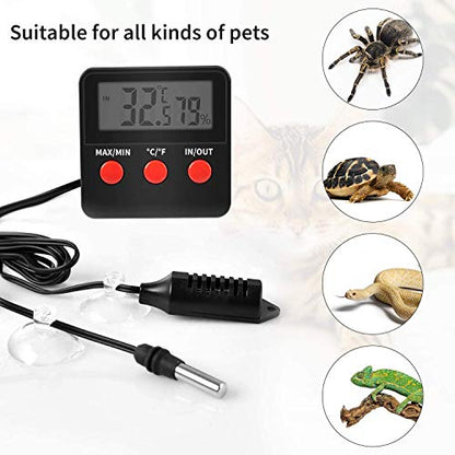 iPower 4"x7" Reptile Heat Mat Under Tank Terrarium Heater Warmer Heating Pad, Digital Thermometer and Hygrometer with Temperature and Humidity Probe for Amphibian Pet and Small Animals - size: 4 X 7 Inch, style: Pad + Thermo & Hygrometer