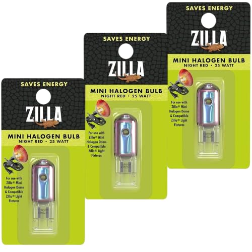 Zilla Mini Halogen Lamp Reptile Bulb, 25-watt, Night Red (3 Pack)
