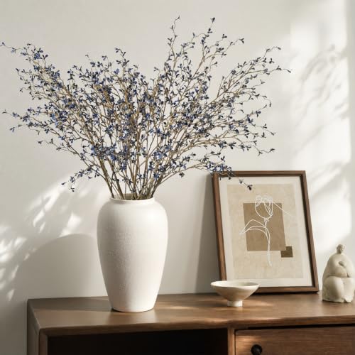 Dry Twig Faux Floral: 5 Pcs 37" Fall Blue-Black Flowers, Branches for Vase | Halloween Stems, Farmhouse Rustic Decor, Home Decor Indoor, Long Stem Artificial Flowers for Tall Vase - color: Blue-black