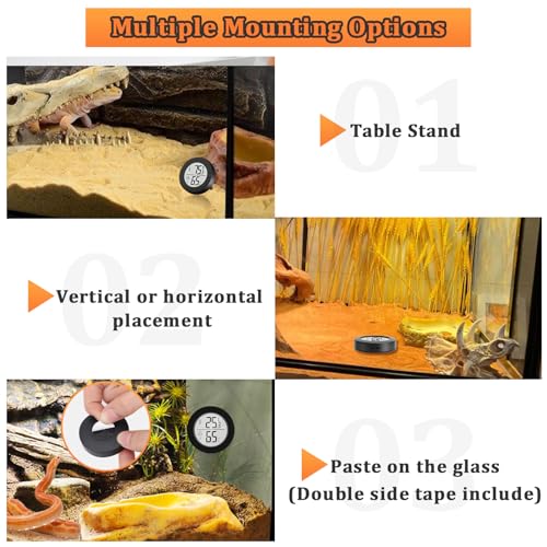 Reptile Tank Accessories, 2 Pack Bearded Dragon Tank Thermometer Humidity Gauge for Leopard Gecko, Jumping Spider, Snake, Gecko, Ball Python, Lizard - color: Black