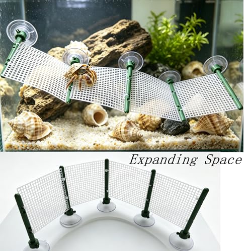 Hermit Crab Accessories Reptile Habitat Climbing Toys Adjustable Platform Flexible Crab Climbing Ladder Small Animal Cage Accessories（Grid Platform）