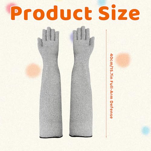 Cat Gloves Bite Proof, Grooming Gloves for Cats with Aramid Fiber Protection, 16 Inch Arm Coverage for Handling and Veterinary Use, Flexible Finger Design for Precise Control
