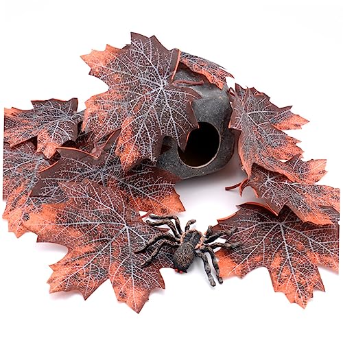 BESPORTBLE Reptile Enclosure Decor 12pcs Maple Leaf Litter Pet Supplies Realistic Reptile Plants for Snake Lizard