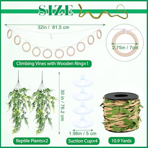 Snake Climbing Vines with Jungle Vines Kit for Reptiles | Snake Enclosure Accessories for Ball Pythons, Corn Snakes, Bearded Dragon, Chameleon, Lizard, Snake Enrichment Toys