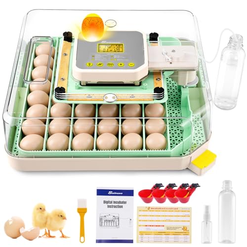 Sailnovo 48 Egg Incubator for Hatching Eggs with Auto Egg Turning, Precise Temp & Humidity Control, 360°Viewing, Egg Candler, Incubator for Chicken Eggs/Duck/Quail,Ideal for Farm/School/Lab,Green | Precise Temp & Humidity Control，Auto Egg Turning, 360°Vie