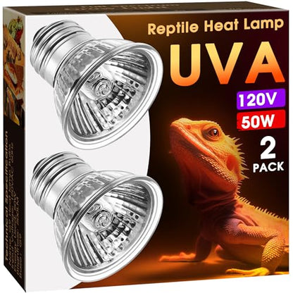 Reptile Heat Bulb 50W UVA UVB Reptile Light Bulbs Dimmable | 2 Pack Heat Lamp Bulbs, Basking Light Bulb for Turtle, Beard Dragon Gecko Lizard Amphibians - color: Cream-50w Th09