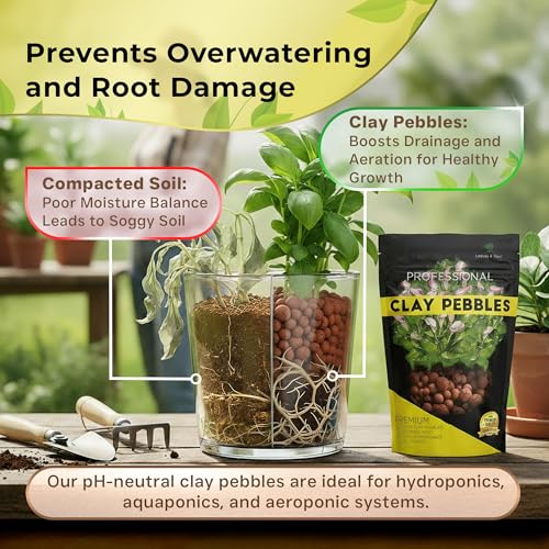 Professional Clay Pebbles for Plants, Expanded Clay Pebbles 2.2 Qt | Clay Pebbles for Plants Hydroponic Promote Healthy Root Growth, Improve Drainage, and Support Vigorous Plants Year-Round - style: Clay Pebbles Soil Additive (2.2 Quarts)
