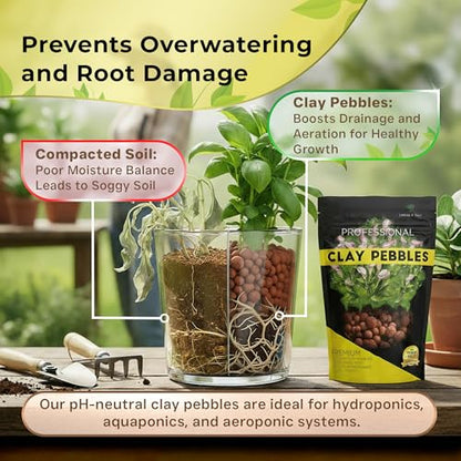 Professional Clay Pebbles for Plants, Expanded Clay Pebbles 2.2 Qt | Clay Pebbles for Plants Hydroponic Promote Healthy Root Growth, Improve Drainage, and Support Vigorous Plants Year-Round - style: Clay Pebbles Soil Additive (2.2 Quarts)