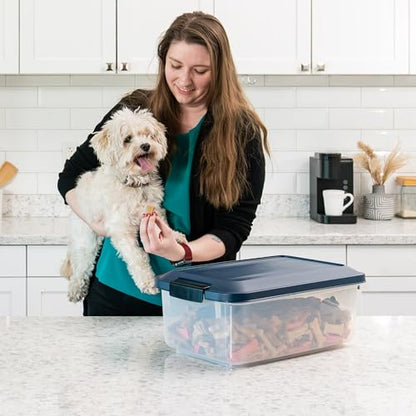IRIS USA Dog Food Storage Container, 2-Pack, Up to 14 lbs, Navy | Made in the USA, Comes with 2-Cup Sccop, Stacklable, Airtight Seal, BPA-Free, Bird Seed, Cat food, Treats, Keeps Kibble Fresh - color: Navy, size: 14 lbs - 2 Pack