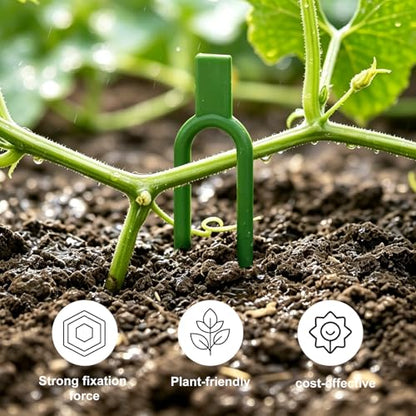 150 Pcs Reusable U-Shaped Plastic Garden pins Serve as Secure Anchor Clips for Plant cuttings, Effectively Supporting Strawberry Runners and Vines to Promote Rooting.
