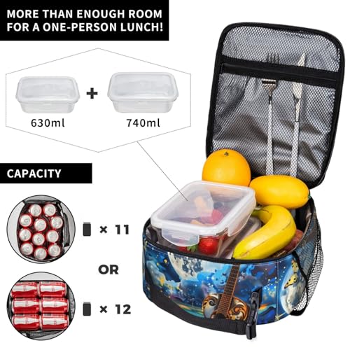 Moon Guitar Art Adult Insulated Lunch Bag, Portable Thermal Cooler Tote With Pockets, Durable Polyester Lunch Box With Handle For Work, Office, Travel - color: Style 5