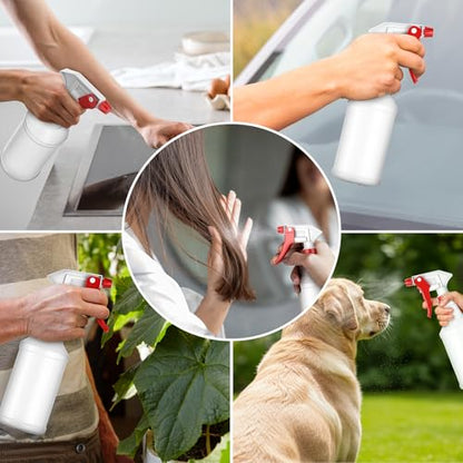 LiBa Spray Bottles 4 Pack 16oz Refillable Adjustable Nozzle Mist Sprayer | Adjustable 3-mode spray, leak & clog resistant, BPA-free HDPE, spray bottles for cleaning, plants, hair