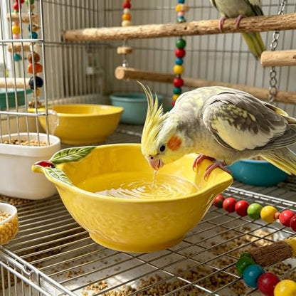Ceramic Lemon Pet Hamster Bowl, Easy to Clean Anti Flipping Guinea Pig Food and Water Bowl Small Animal Bowls for Parrots Rabbit Hedgehog Squirrel Golden Bears Hamster cage Accessories