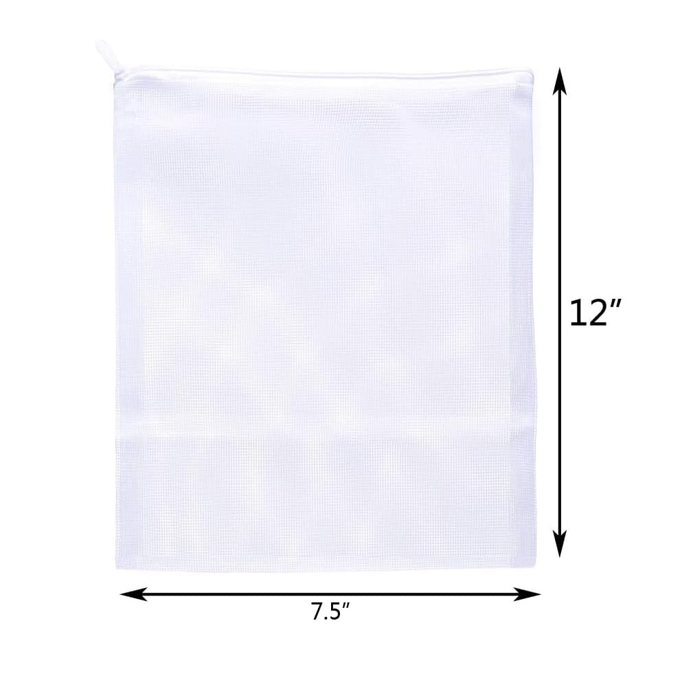 JIHAQUA Aquarium Filter Bags with Plastic Zipper, 7.5 x 12 inch, 6 Pack | Large, Reusable, Fish Tank Filter Media, Mesh Bags - size: 7.5 x 12 inch (6 Pack)