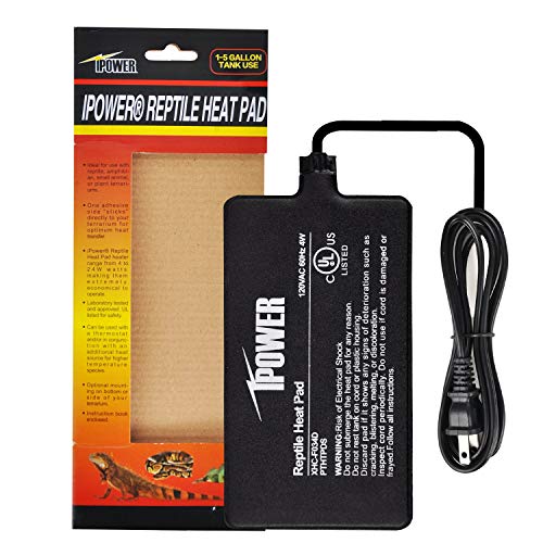 iPower 4 by 7-Inch Reptile Heating Pad Under Tank Terrarium Heater Warmer Heat Mat for Small Animals - color: Black-1 Pack, size: 4" X 7", style: Heat Pad