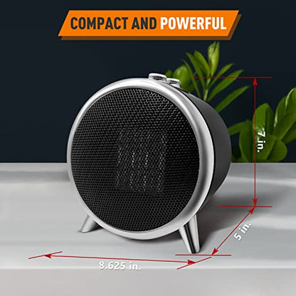 Comfort Zone Space Heaters for Indoor Use, Portable Heater, Fast Heating, Electric Heater, Thermostat, Bedroom Heater, Overheat Protection, Desktop Heater, Safety Tip-Over Switch 1,500W, Black
